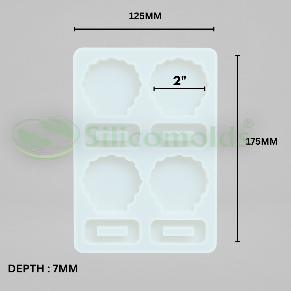 SILICOMOLDS - 2" Agate Silicone Cardash / Photoframe Mold - 4 Cavities - URP355RM