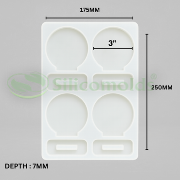 SILICOMOLDS - 3" Round Silicone Cardash / Photoframe Mold- 4 Cavities - URP356RM.