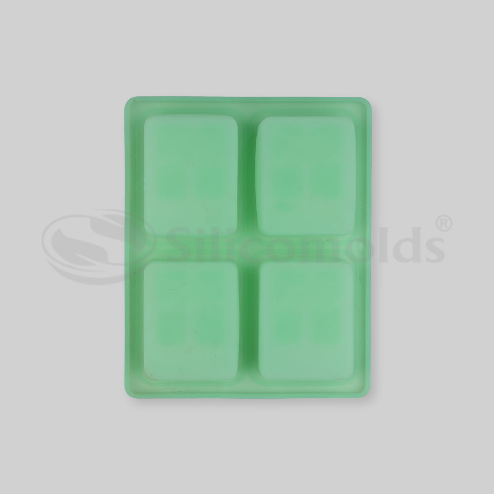 SILICOMOLDS - 125gms - Rectangular Tree Design - 4 Cavities Silicone Soap Mold- URP041SM