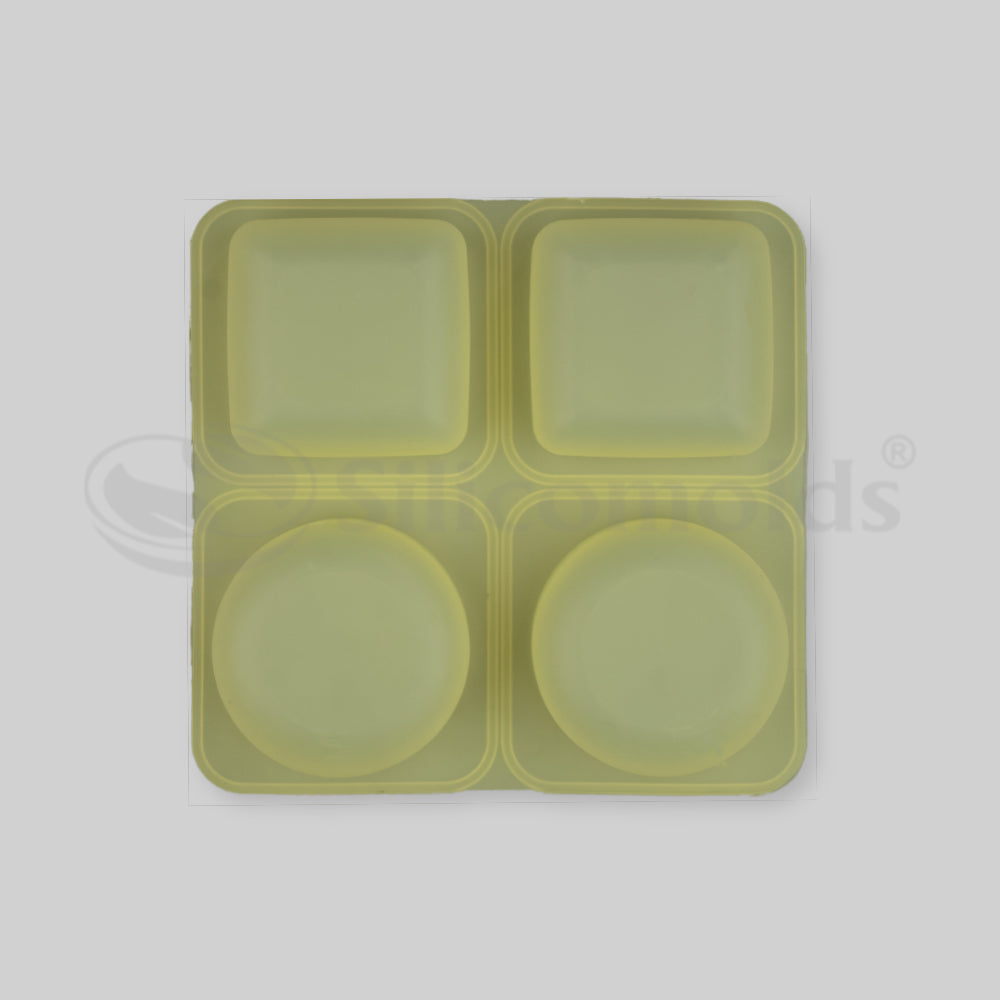 SILICOMOLDS - 125gms - Round+Square - 4 Cavities Silicone Soap Mold-URP041ASM