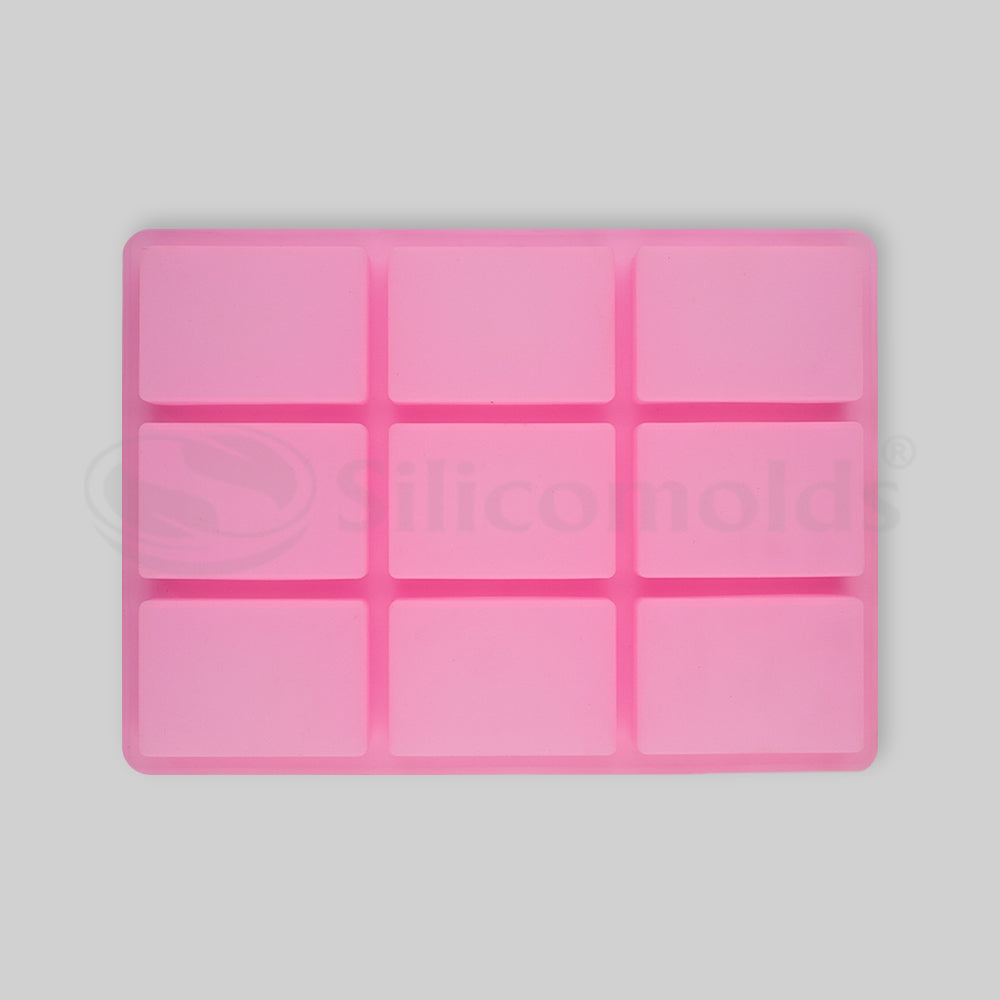 SILICOMOLDS - 95gms - Rectangle Shape - 9 Cavities Silicone Soap Mold-URP058SM