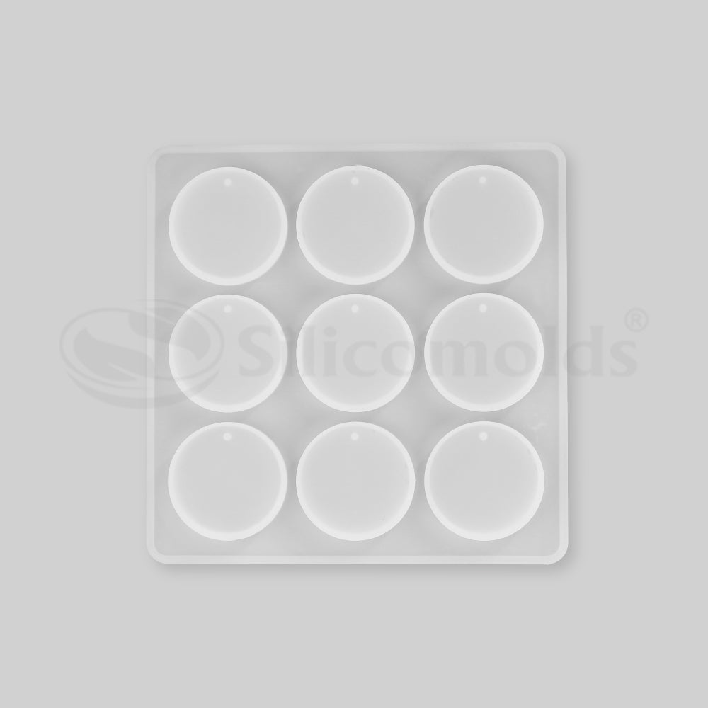 SILICOMOLDS - 40MM - ROUND KEYCHAIN - 9 CAVITY SILICONE MOLD - URP247-RM
