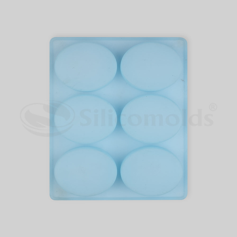 SILICOMOLDS- 150gms - Oval Shape - 6 Cavities Silicone Soap Mold-URP001SM