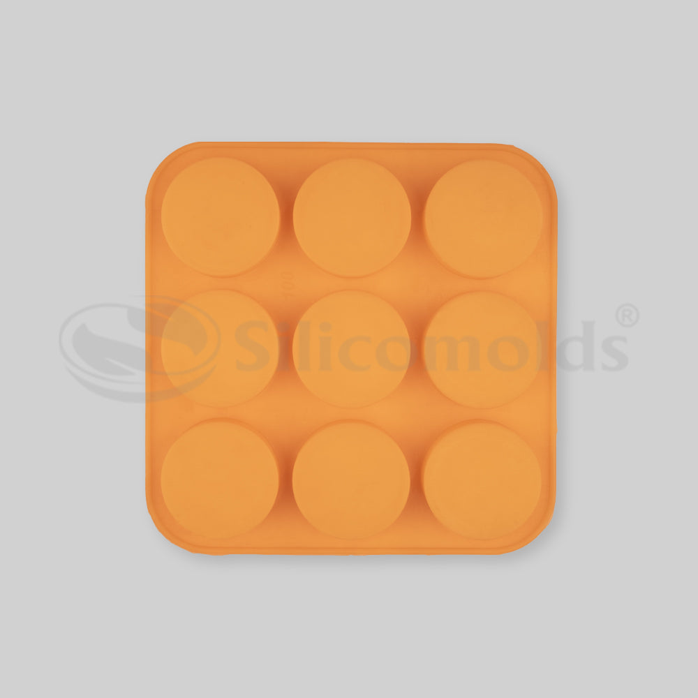 SILICOMOLDS - 100gms - Round Shape - 9 Cavities Silicone Soap Mold-URP004SM