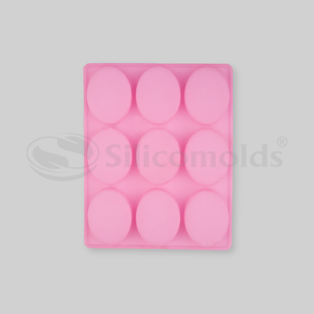 SILICOMOLDS - 100gms - Oval Shape - 9 Cavities Silicone Soap Mold-URP006SM