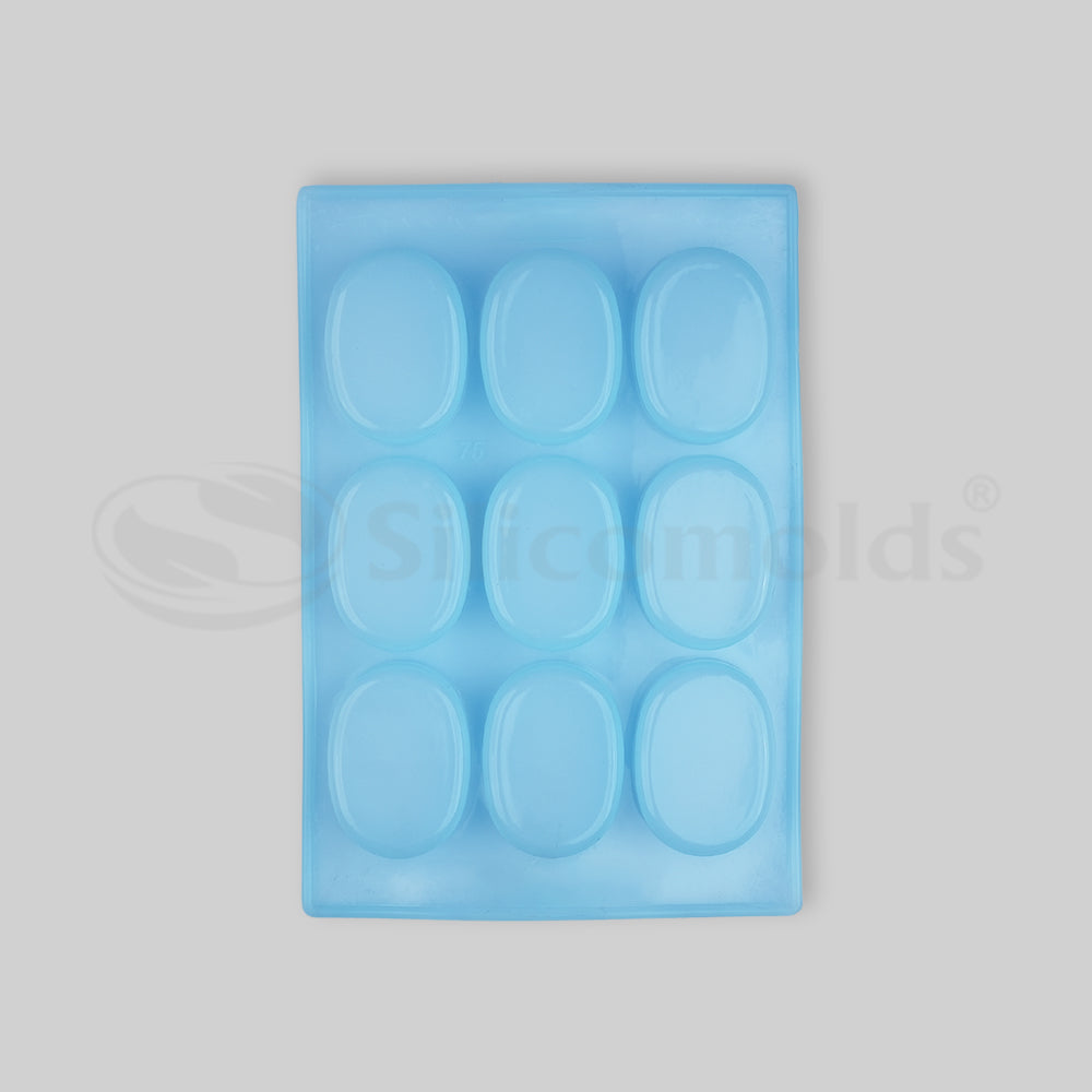 SILICOMOLDS - 75gms – Oval Shape - 9 Cavities Silicone Soap Mold-URP008SM