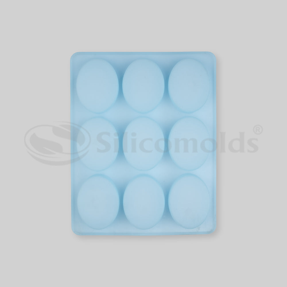 SILICOMOLDS - 125gms - Oval Shape - 9 Cavities Silicone Soap Mold-URP010SM