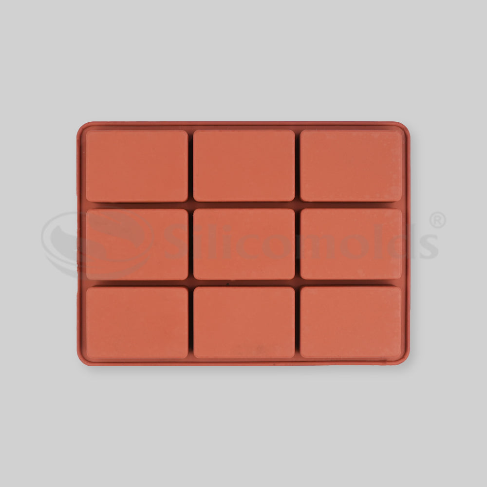 SILICOMOLDS - 125gms -Rectangle Shape - 9 Cavities Silicone Soap Mold-URP014SM