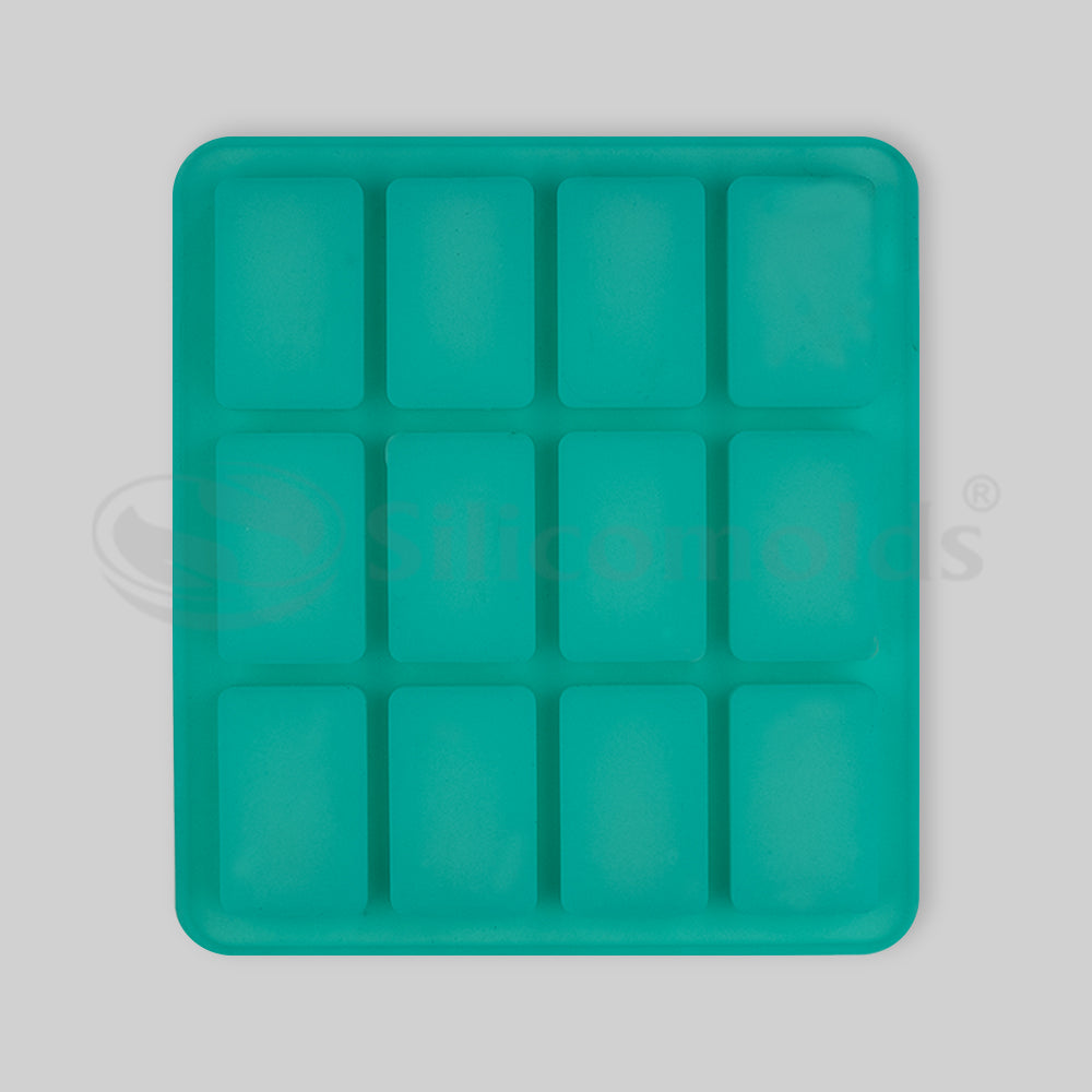 SILICOMOLDS - 25gms - Rectangle Shape -12 Cavities Silicone Soap Mold-URP016SM