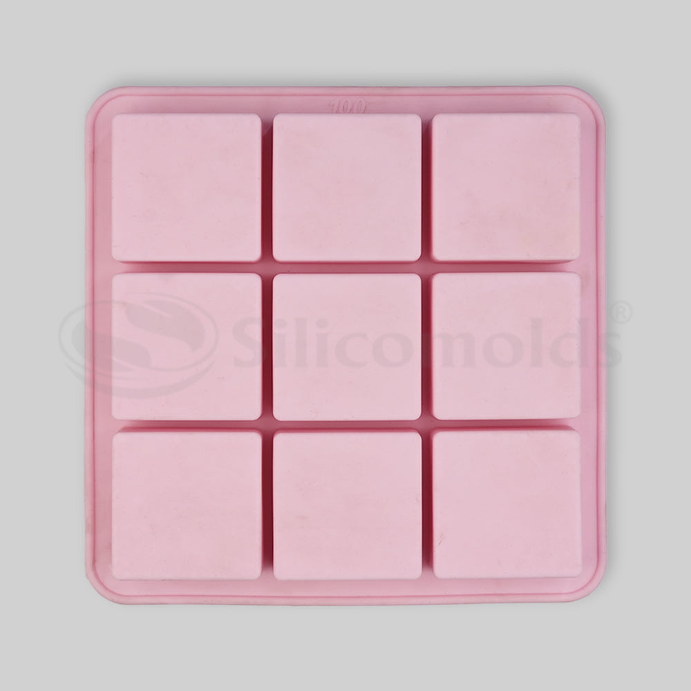 SILICOMOLDS - 100gms - Square Shape - 9 Cavities Silicone Soap Mold-URP028SM