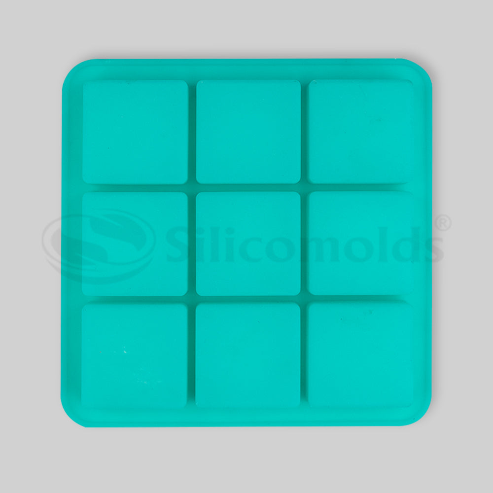 SILICOMOLDS - 75gms – Square Shape - 9 Cavities Silicone Soap Mold-URP029SM