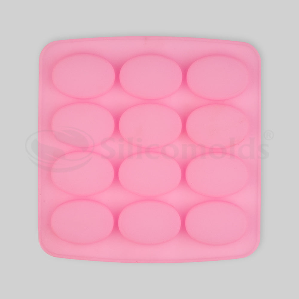 SILICOMOLDS - 20gms- Oval Shape –12 Cavities Silicone Soap Mold-URP032SM