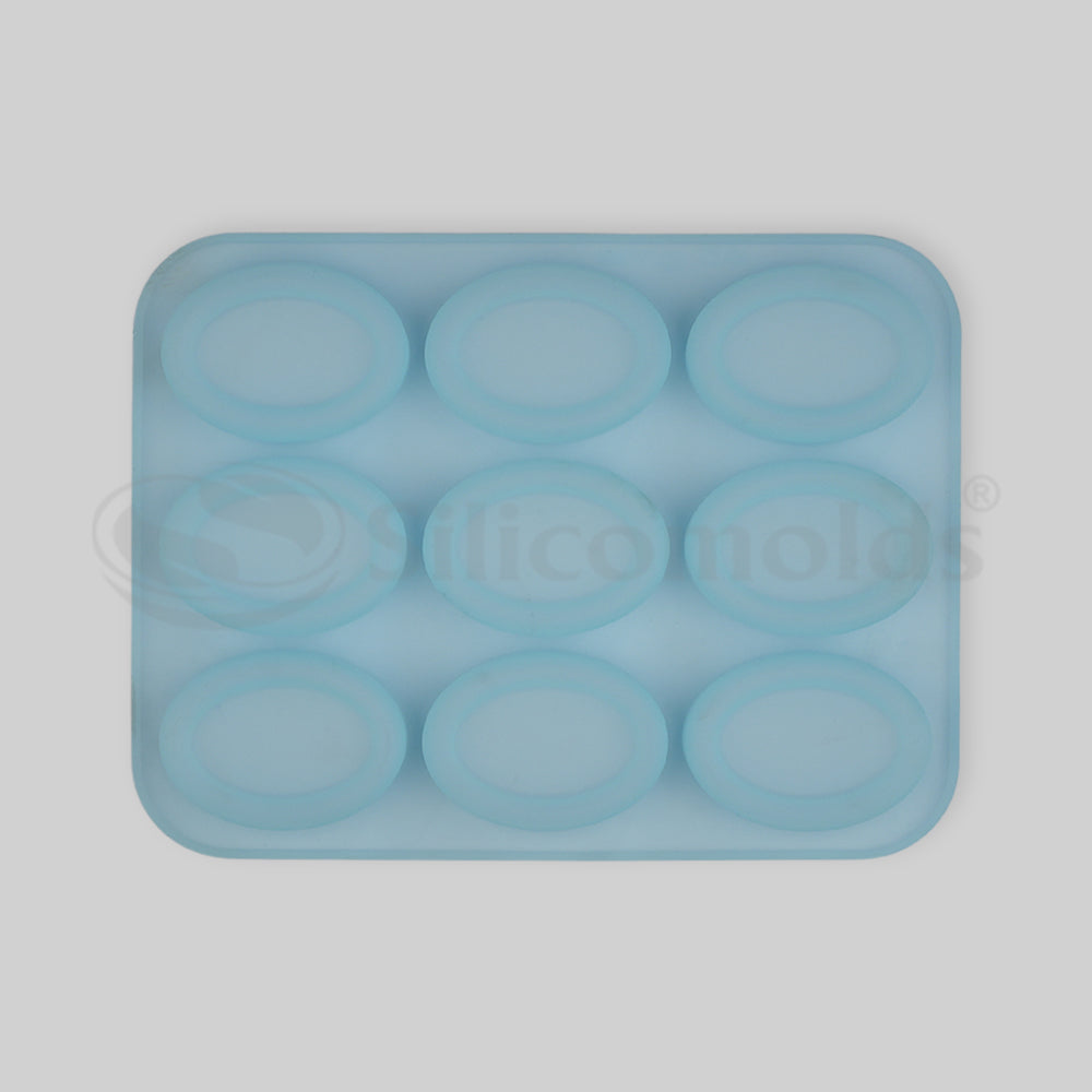 SILICOMOLDS - 45gms - Oval- 9 Cavities Silicone Soap Mold-URP043SM