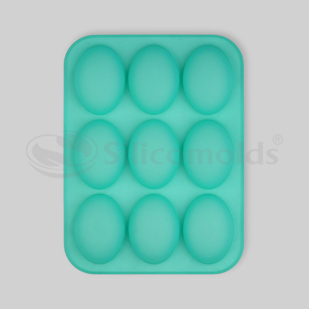 SILICOMOLDS - 70gms - Egg Shape - Oval - 9 Cavities Silicone Soap Mold-URP044SM