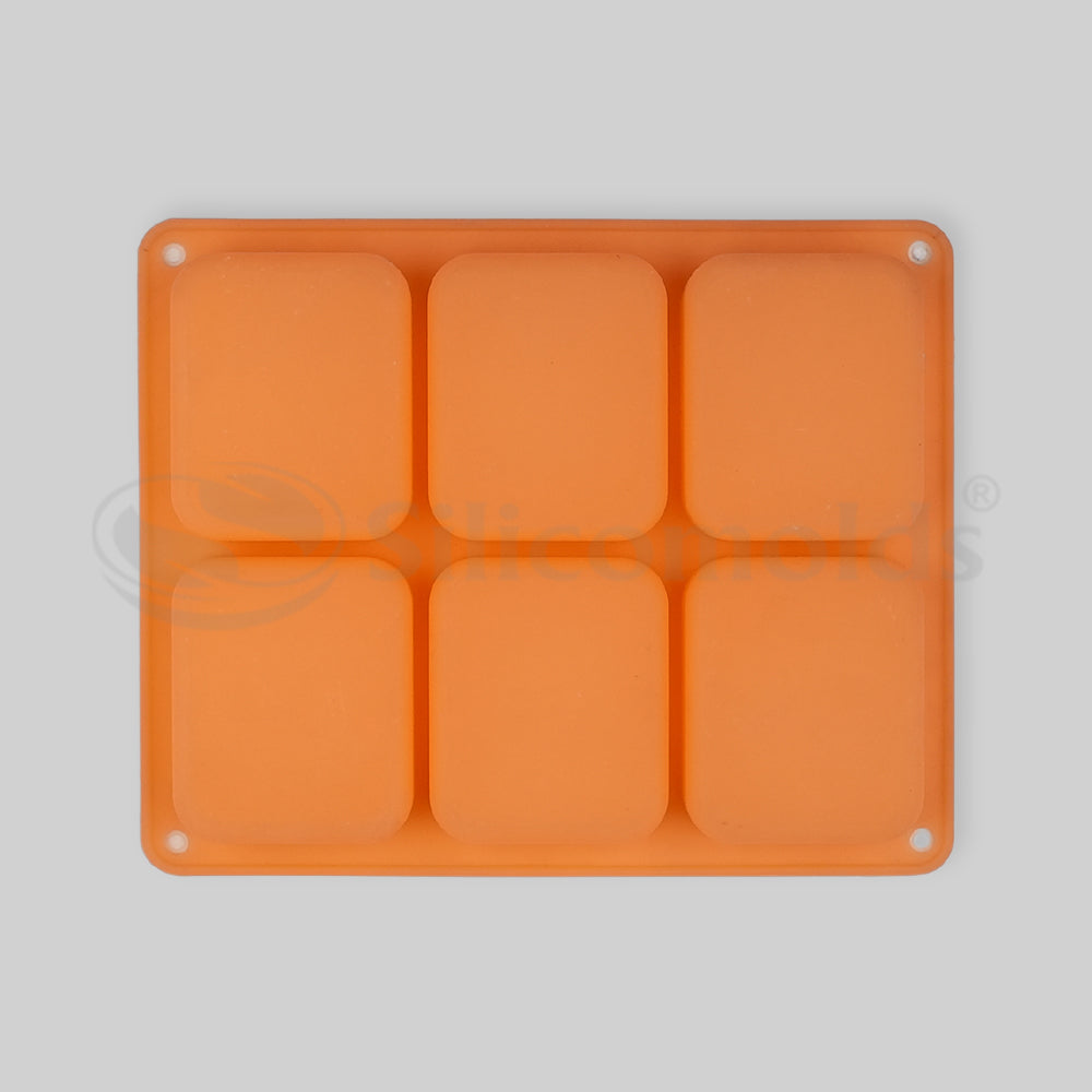 SILICOMOLDS-80gms - Rectangle Shape - 6 Cavities Silicone Soap Mold-URP050SM