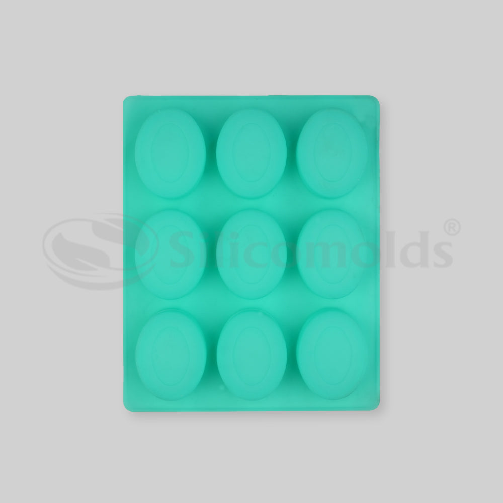 SILICOMOLDS-115gms -Oval Pears Shape - 9 Cavities Silicone Soap Mold-URP051SM