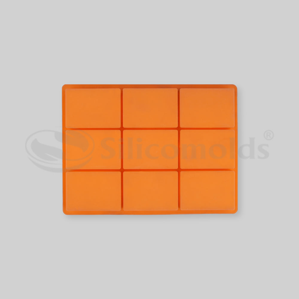 SILICOMOLDS-125gms -Rectangle Shape - Design-2 - 9 Cavities Silicone Soap Mold-URP053SM