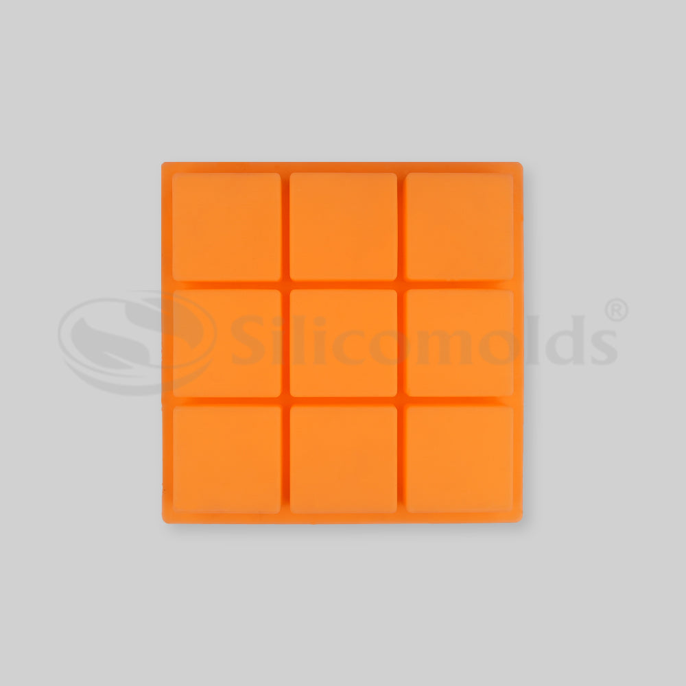 SILICOMOLDS- 150gms - Square Shape - 9 Cavities Silicone Soap Mold-URP055SM