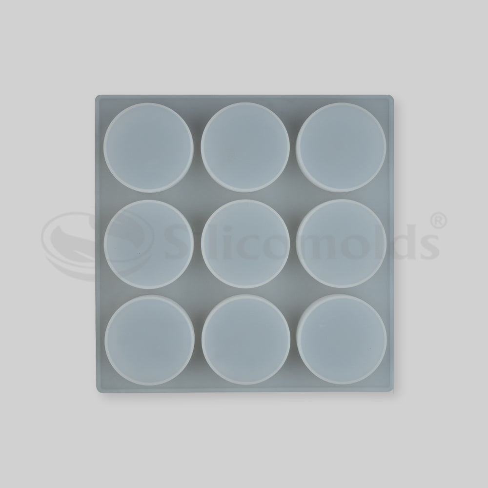 SILICOMOLDS – 60gms Round Shape - 9 cavities Soap Molds -URP059SM