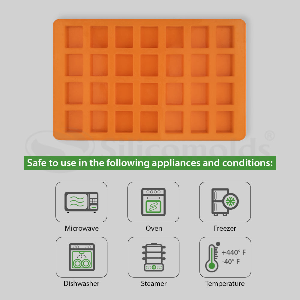 SILICOMOLDS - 35gms - Rectangle Shape - 28 cavities Silicone Soap Mold-URP017SM