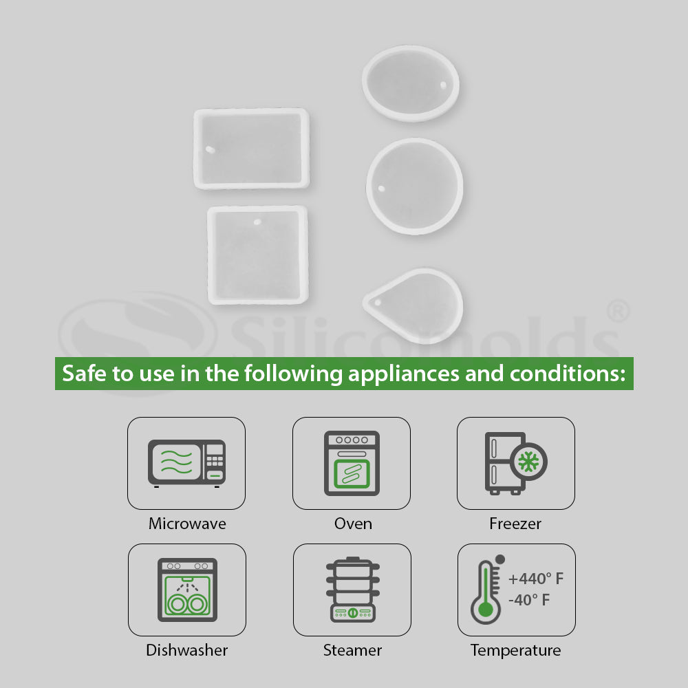 SILICOMOLDS - SILICONE PENDANT MOLD - SET OF 5- URP063-RM