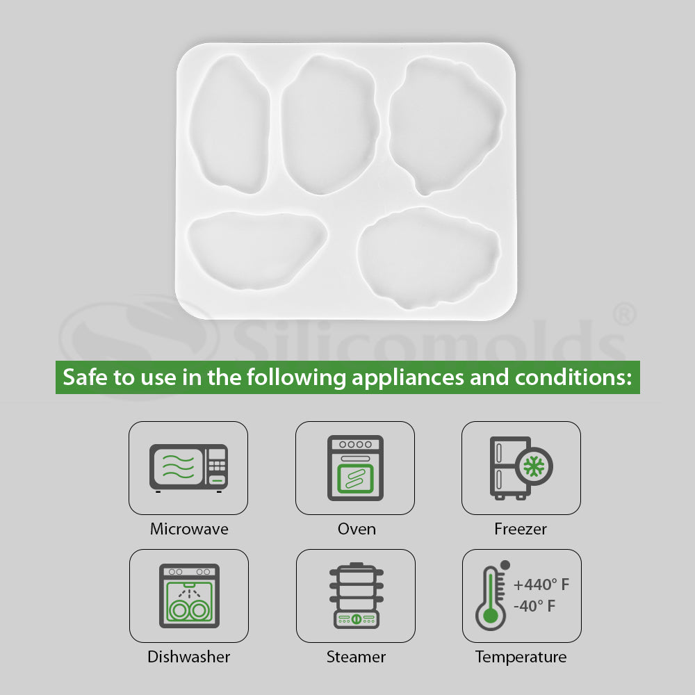 "SILICOMOLDS - SILICONE COASTER MOLD-5 CAVITIES-URP067-RM"