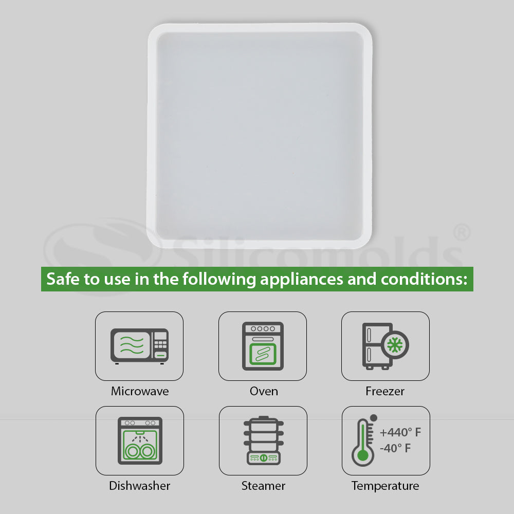 SILICOMOLDS - 4" X 4" X 5MM SQUARE COASTER MOLD - URP164-RM