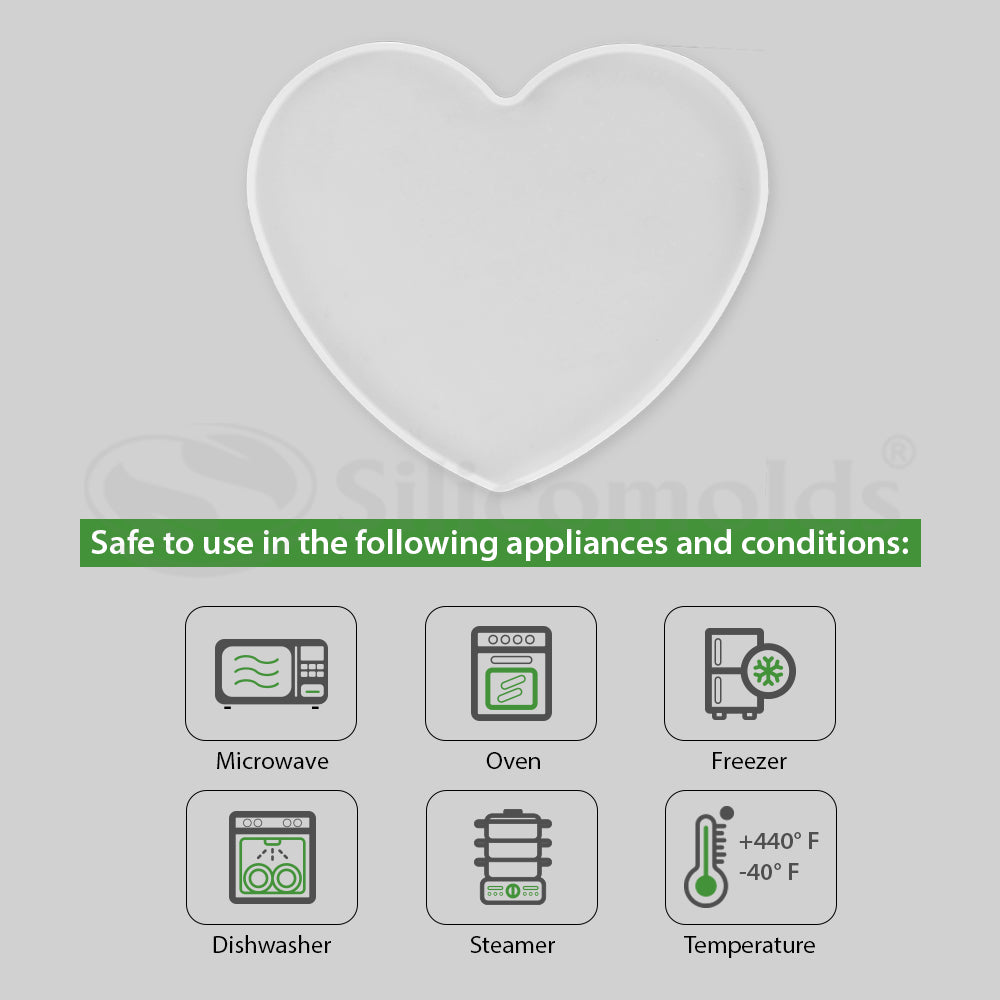 SILICOMOLDS -3" X 5mm - SILICONE HEART SHAPE COASTER MOLD - URP242-RM