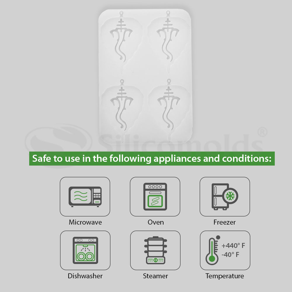 SILICOMOLDS-Ganesh Leaf 2" X 3 " Keychain Molds-URP314RM