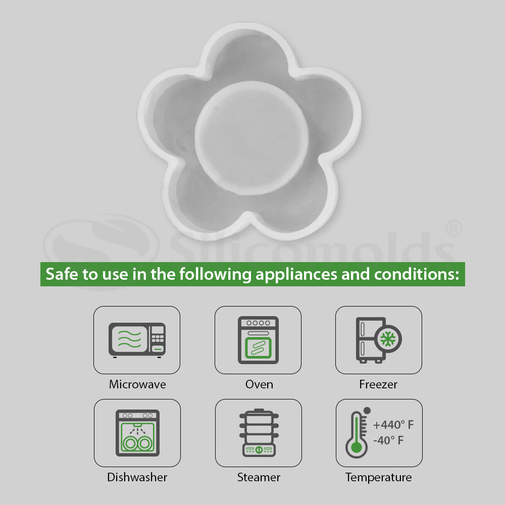 SILICOMOLDS - 3" FLOWER SHAPE TEALIGHT CANDLE HOLDER MOLD - URP161- RM