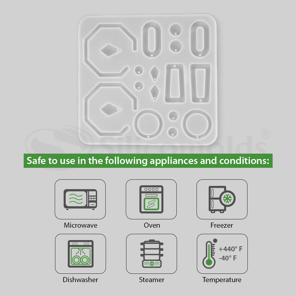 SILICOMOLDS - SILICONE EARRING MOLD - 9 SHAPE - URP207-RM