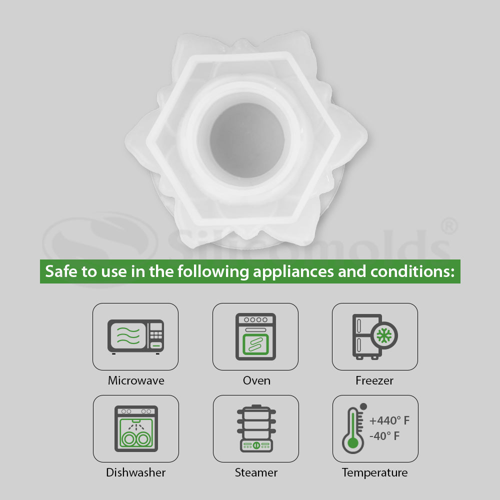 SILICOMOLDS - LOTUS SHAPE TEAL LIGHT HOLDER MOLD - DESIGN 1 - URP159RM