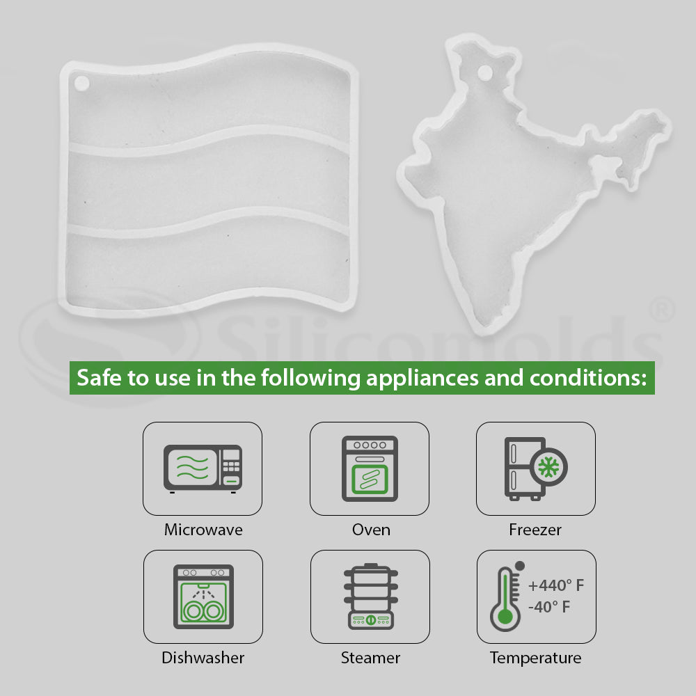 SILICOMOLDS -India Map / Flag Keychain Mold - URP237RM