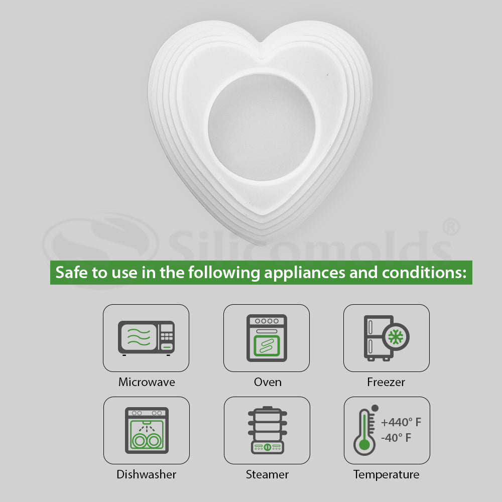 SILICOMOLDS -5 Step Heart Tealight -URP307RM