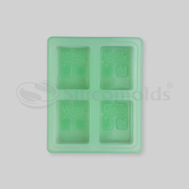 SILICOMOLDS - 125gms - Rectangular Tree Design - 4 Cavities Silicone Soap Mold- URP041SM