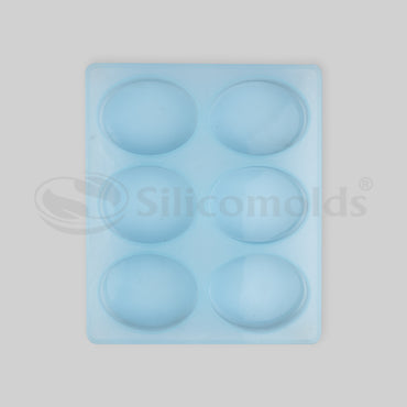 SILICOMOLDS- 150gms - Oval Shape - 6 Cavities Silicone Soap Mold-URP001SM