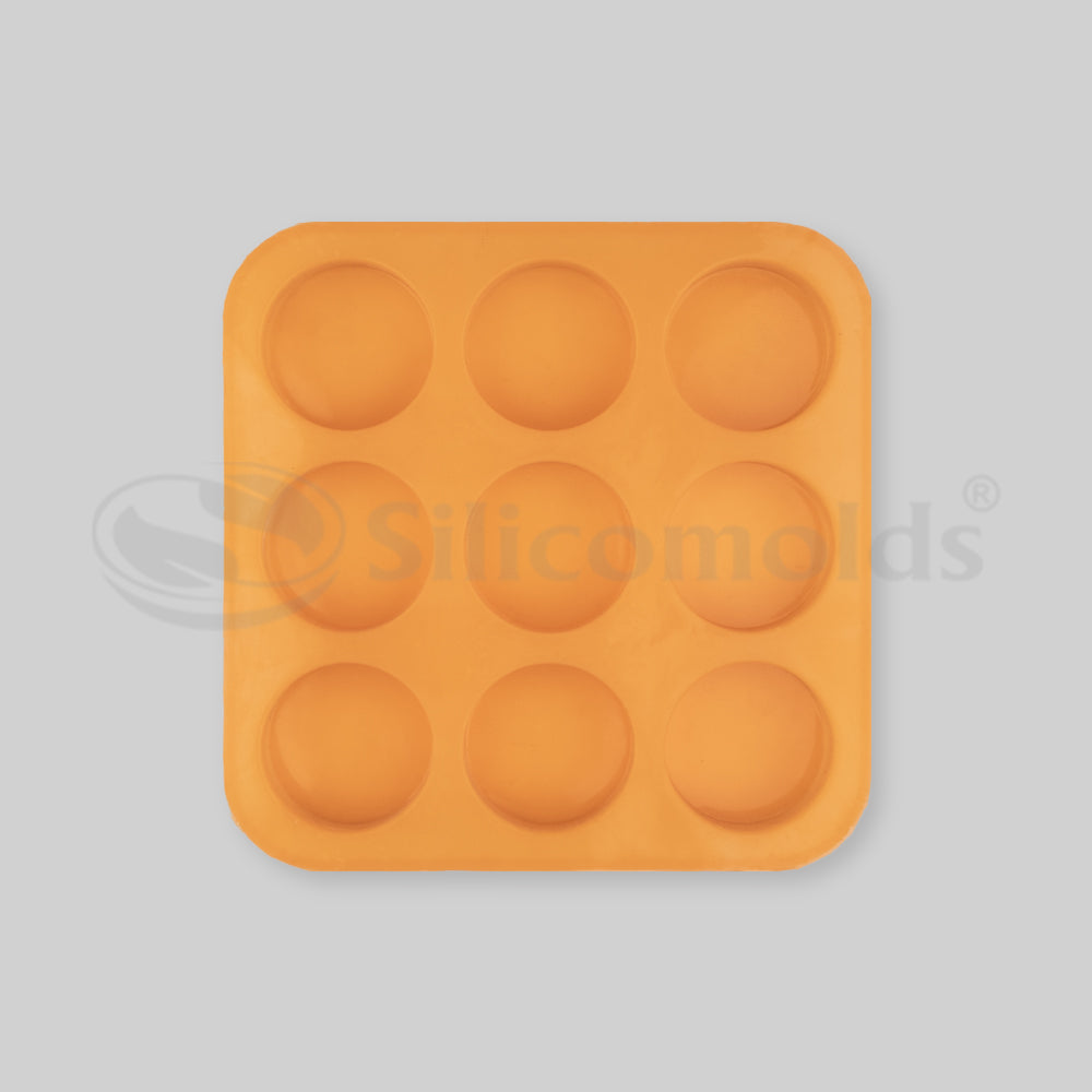 SILICOMOLDS - 100gms - Round Shape - 9 Cavities Silicone Soap Mold-URP004SM