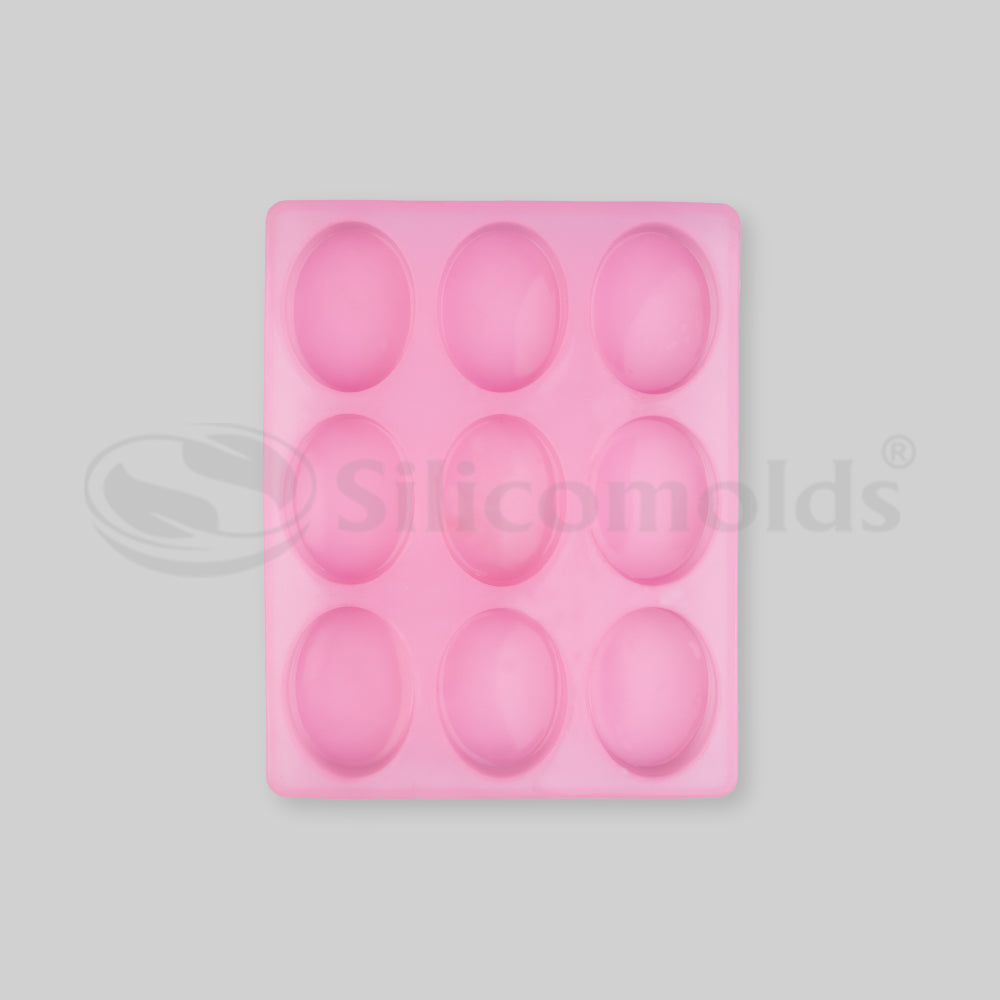 SILICOMOLDS - 100gms - Oval Shape - 9 Cavities Silicone Soap Mold-URP006SM