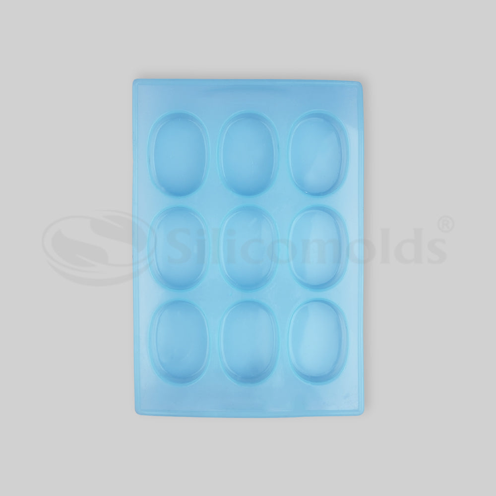 SILICOMOLDS - 75gms – Oval Shape - 9 Cavities Silicone Soap Mold-URP008SM