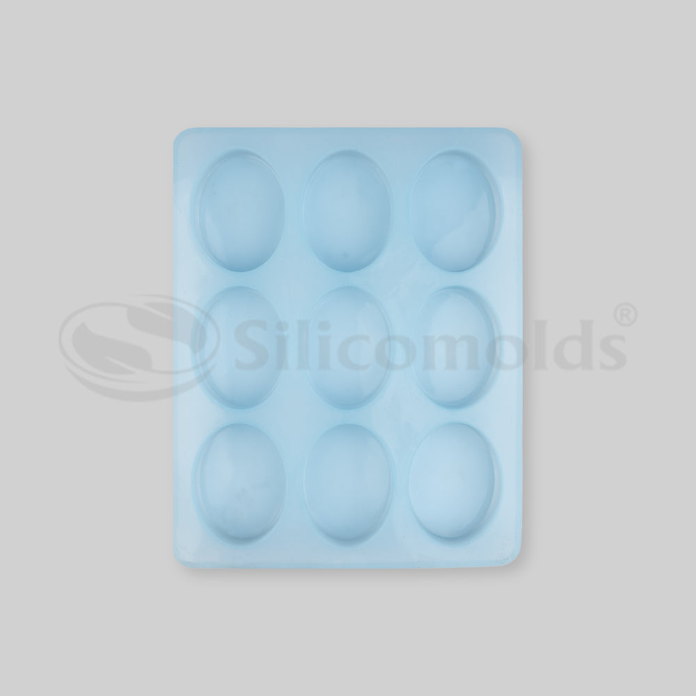 SILICOMOLDS - 125gms - Oval Shape - 9 Cavities Silicone Soap Mold-URP010SM