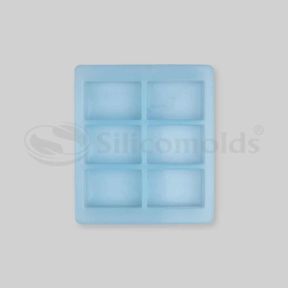 SILICOMOLDS- 150gms - Rectangle Shape - 6 Cavities Silicone Soap Mold-URP012SM