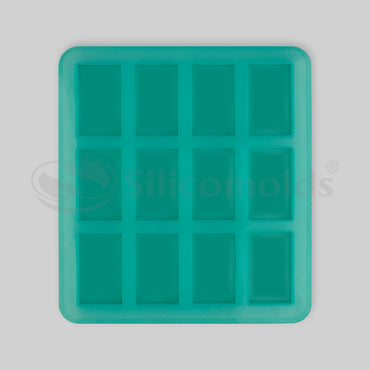 SILICOMOLDS - 25gms - Rectangle Shape -12 Cavities Silicone Soap Mold-URP016SM