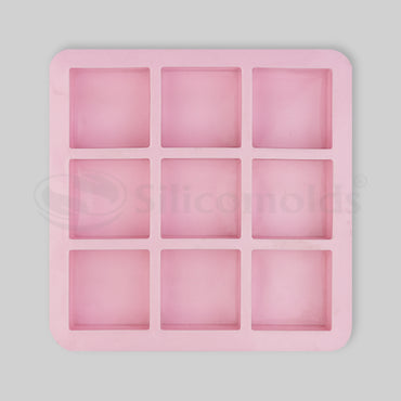 SILICOMOLDS - 100gms - Square Shape - 9 Cavities Silicone Soap Mold-URP028SM