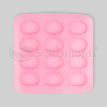 SILICOMOLDS - 20gms- Oval Shape –12 Cavities Silicone Soap Mold-URP032SM