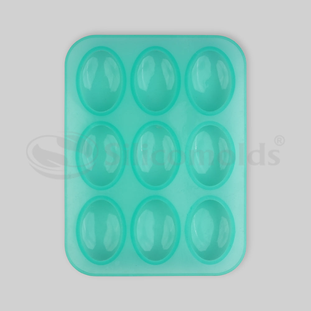 SILICOMOLDS - 70gms - Egg Shape - Oval - 9 Cavities Silicone Soap Mold-URP044SM