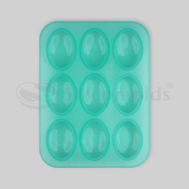 SILICOMOLDS - 70gms - Egg Shape - Oval - 9 Cavities Silicone Soap Mold-URP044SM