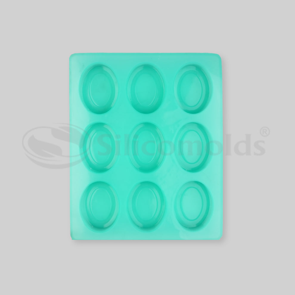 SILICOMOLDS-115gms -Oval Pears Shape - 9 Cavities Silicone Soap Mold-URP051SM