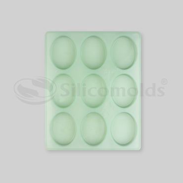 SILICOMOLDS-80gms - Oval Shape - 9 Cavities Silicone Soap Mold-URP054SM