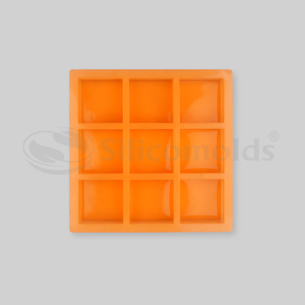 SILICOMOLDS- 150gms - Square Shape - 9 Cavities Silicone Soap Mold-URP055SM