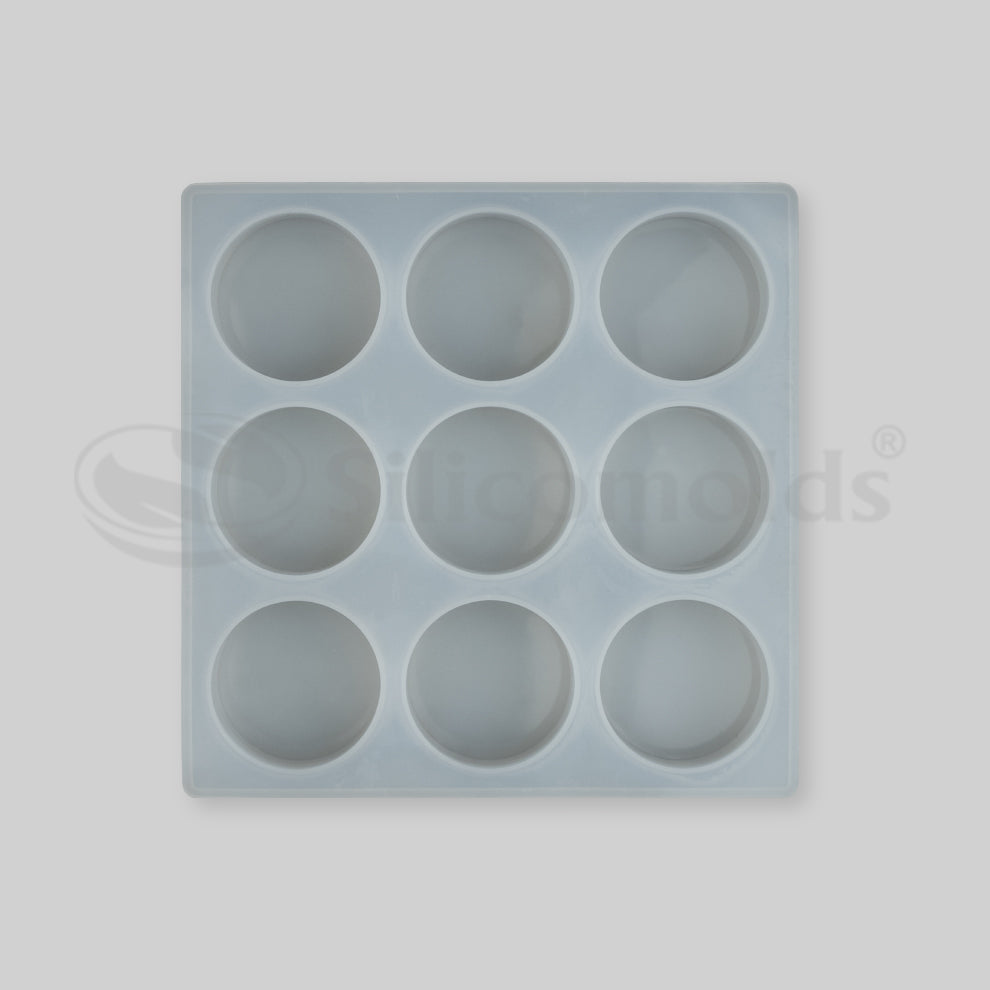 SILICOMOLDS – 60gms Round Shape - 9 cavities Soap Molds -URP059SM